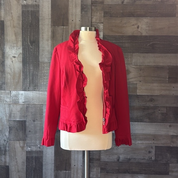 INC International Concepts red blazer jacket large feminine formal holiday party - Picture 5 of 11
